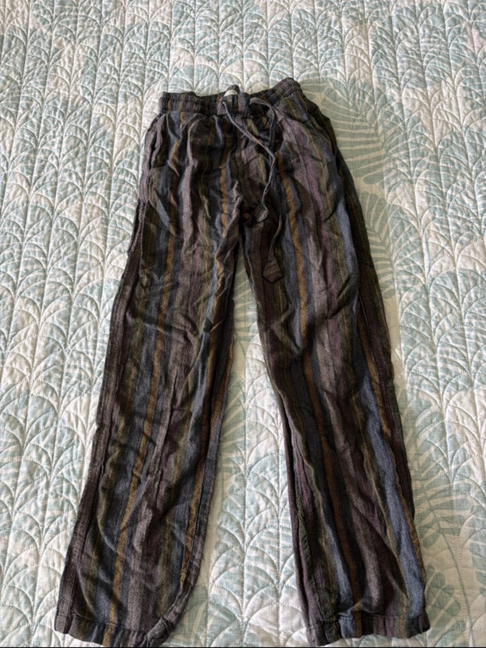 Earthbound 100% Cotton Boho Striped Drawstring Pants Harem Hippie Loungewear